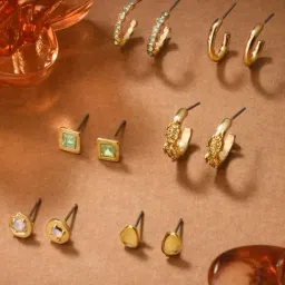 Accessorize London Women's Gold Stud & Hoop Earrings - Pack of 6-image-41