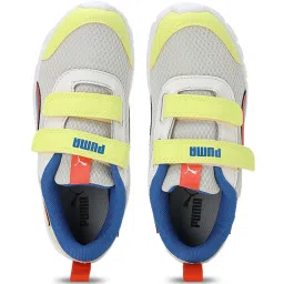 Puma Kids Racer PS v1 Grey & Lime Yellow Velcro Shoes image 3