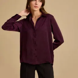 Kazo Purple Self Design Shirt-image-29