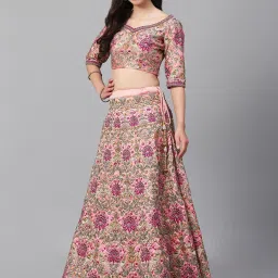 Readiprint Fashions Pink Embroidered Semi-Stitched Lehenga Choli With Dupatta image 3