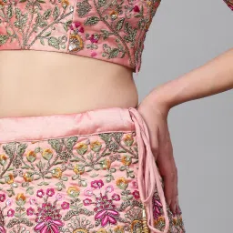 Readiprint Fashions Pink Embroidered Semi-Stitched Lehenga Choli With Dupatta image 4