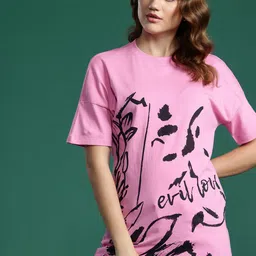 DressBerry Women Printed Drop-Shoulder Sleeves Pure Cotton T-shirt-picture-40