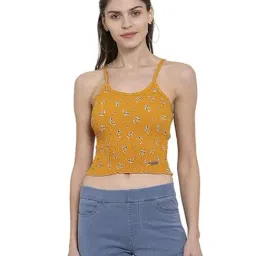 Global Republic Mustard Floral Print Crop Top-image-21