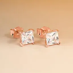 Touch925 Silver Single Stone Stud Earrings for Women-image-98