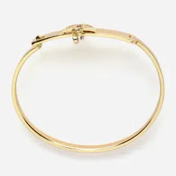 Zeneme Gold Plated White & Red CZ Studded Openable Cuff Bracelet image 5