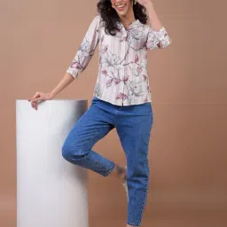 Crimsoune Club White and Maroon Floral Print Shirt image 5