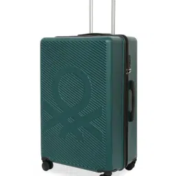 United Colors of Benetton Dark Green Glide Textured Medium Hard Sided Checked Luggage image 2