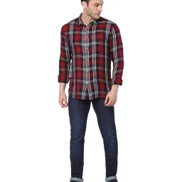 celio celio* Burgundy Full Sleeves Checks Shirt image 5