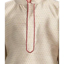 VASTRAMAY Kids Beige & Rose Gold Self Pattern Kurta Set image 5