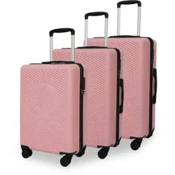 United Colors of Benetton Rose Pink Glide Large Hard Sided Checked Luggage Set of 3- 55.5,65,74.5cm-picture-32