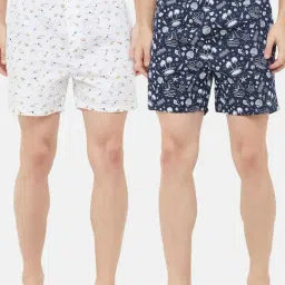 Urban Scottish White & Navy Regular Fit Printed Boxers - Pack Of 2-picture-30