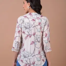 Crimsoune Club White and Maroon Floral Print Shirt image 2