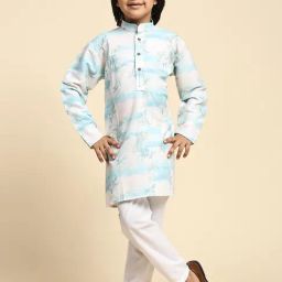 Pro-Ethic Style Developer Kids Blue Printed Full Sleeves Kurta with Pyjamas-picture-6