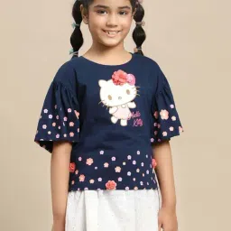 Kidsville Girls Blue Cotton Printed Tshirt-image-53