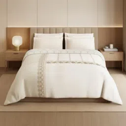 Spaces White Cotton Floral 300 TC Double Quilt-picture-10