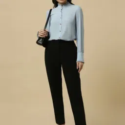 Allen Solly Blue Polyester Solid Long Sleeves Formal Shirt image 4