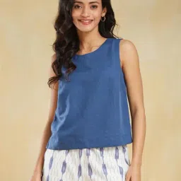 Fabindia Indigo Regular Fit Solid Top-picture-37