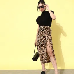 Style Quotient Beige Below Knee Skirt image 4