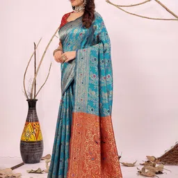 KALINI Ethic Motifs Woven Design Kanjeevaram Saree image 5