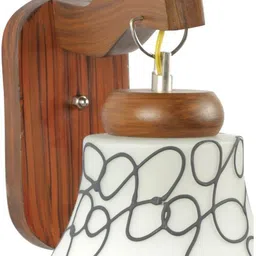 1ST TIME Black & White Printed Wood Contemporary Abstract Shaped Shaped Wall Lamp image 3