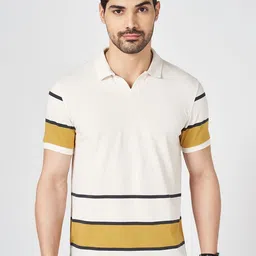 BYFORD by Pantaloons Men Colourblocked Polo Collar Cotton Slim Fit T-shirt-picture-37