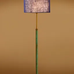 Devansh Blue & Green Wooden & Cotton Cylinder Floor Lamp image 3