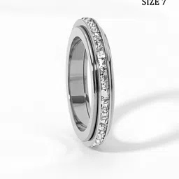 TEULRIP Silver-Plated Zircon-Studded Anti Tarnish Finger Ring image 3