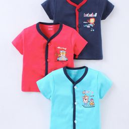 Cucumber Half Sleeves Vest Pack of 3 - Multicolor-picture-22