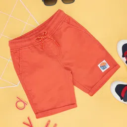 Pantaloons Junior Summer Vibe Text Printed Shorts - Nasturtium Orange-picture-17