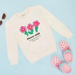 Pantaloons Junior Full Sleeves Floral Applique Detailed Sweatshirt - White-picture-26