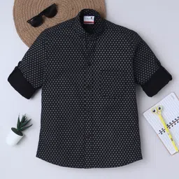 BAATCHEET Cotton Woven Full Sleeves Abstract Printed Shirt - Black-picture-14