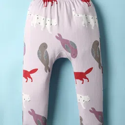 kookie kids india Kookie Kids Interlock Knit Diaper Leggings with Stripes & Sea Life Print Pack of 3 - Red & White image 2