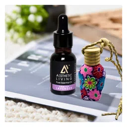 Aesthetic Living  Car Aromatizer Diffuser Bottle with English Lavender Essential Oil - 15ml image 3