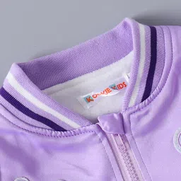Kookie Kids Full Sleeves Bomber Jacket with Text Embroidery - Purple image 3
