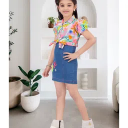 Lei-Chie Cotton Woven Sleeveless Love Text Embroidered Dress With Abstract Printed Shirt - Pink image 4