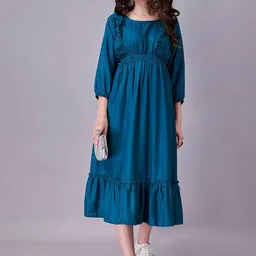 Raiyani Enterprise Women Fit & Flare Round Neck Casual Dress-image-78