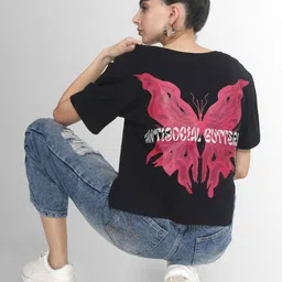 Bene Kleed Women Graphic Printed Round Neck Cotton Boxy T-shirt-image-94