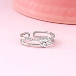 GIVA 92.5 Sterling Silver Interlocked Adjustable Ring for Womens and Girls-picture-46