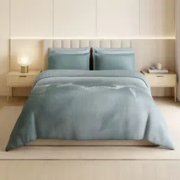 Spaces Light Teal Cotton Abstract 300 TC Double Quilt-picture-34