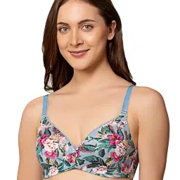 Triumph Blue Floral Half Coverage T-Shirt Bra image 1