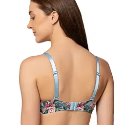 Triumph Blue Floral Half Coverage T-Shirt Bra image 2
