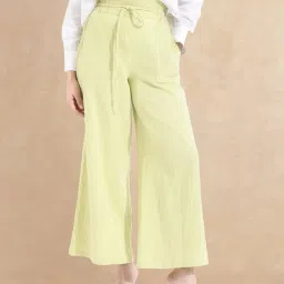 RAREISM Green Cotton Blend Solid Trousers image 1