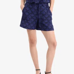 RAREISM Blue Cotton Blend Printed Shorts image 1