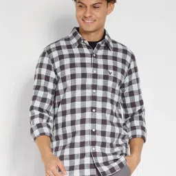 American Eagle Black Slim Fit Checks Shirt image 1