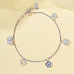 Touch925 Silver Butterfly Blue Charm Bracelet for Women-image-6