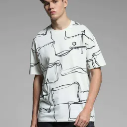 Jack & Jones White Cotton Loose Fit Printed T-Shirt image 1