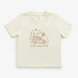 HOP Kids by Westside Beige Graphic Printed T-Shirt image 1