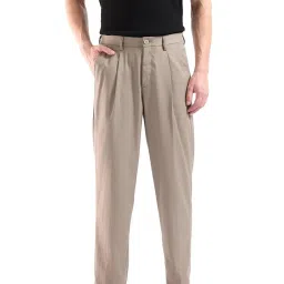 Rare Rabbit Beige Relaxed Fit Solid Trousers image 1