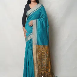 Unnati Silks Blue & Beige Woven Saree With Unstitched Blouse image 1