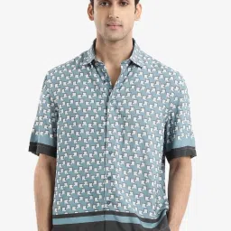 Rare Rabbit Blue Boxy Fit Print Shirt image 1